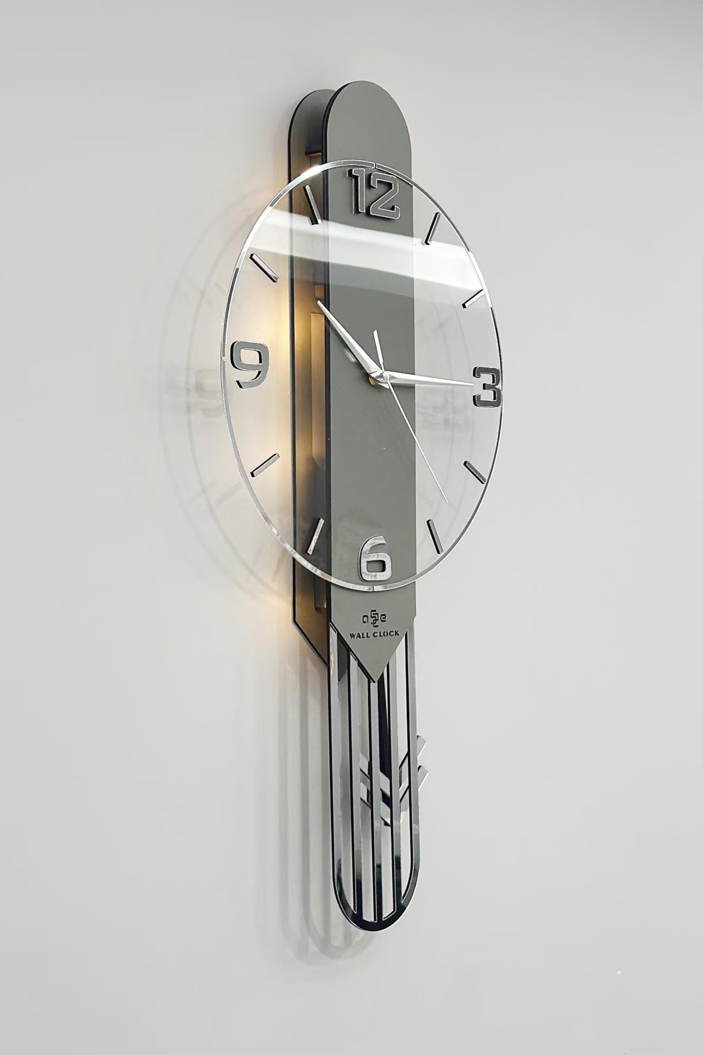 Premium Acrylic LED Wall Clock with Pendulum | Modern Luxury Home Decor