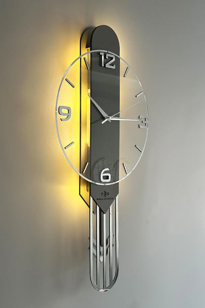 Premium Acrylic LED Wall Clock with Pendulum | Modern Luxury Home Decor