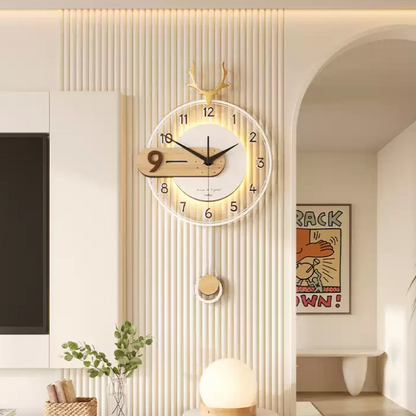 Cream style living room wall clock 2025 Living Room Clock Wall Art TV Background Wall Clock