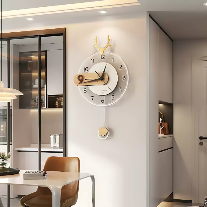 Cream style living room wall clock 2025 Living Room Clock Wall Art TV Background Wall Clock