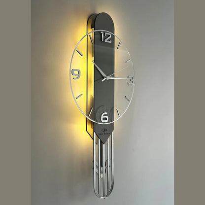 Premium Acrylic LED Wall Clock with Pendulum | Modern Luxury Home Decor